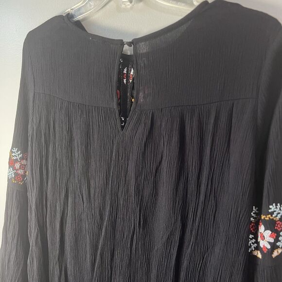 Blue Rain Black Mini Dress With Floral Embroidery Lined, Size S - Picture 9 of 14